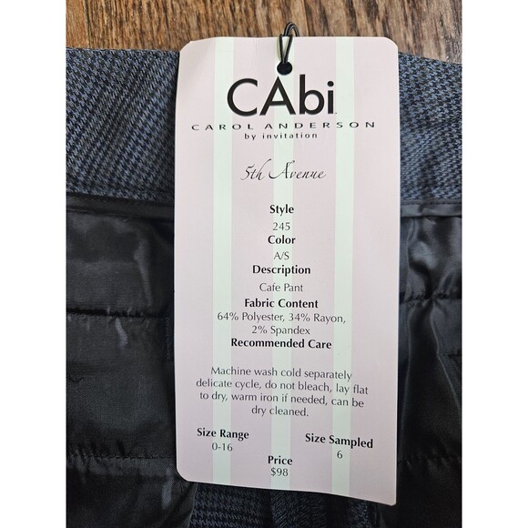 Cabi Womens Mini Houndstooth Cafe Cuffed Pants Trousers Style# 245 Size 6 - Picture 3 of 11